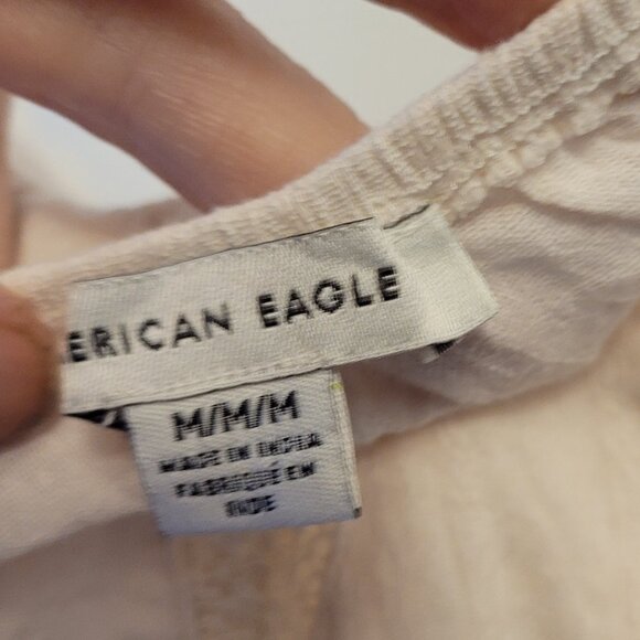 💎NWOT American Eagle Babydoll Tank Top Cream Cotton with Lace Trim - Picture 7 of 8